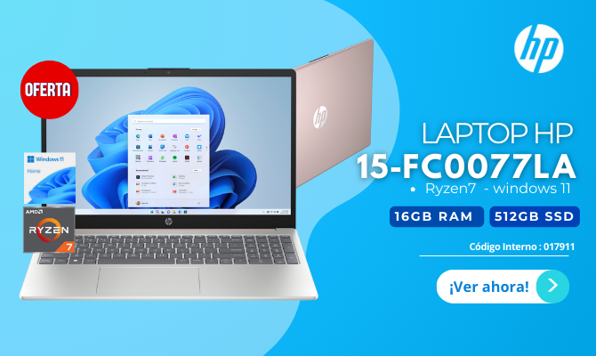 Laptop hp 15-fc0077la Ryzen7  windows11 Laptop rosada